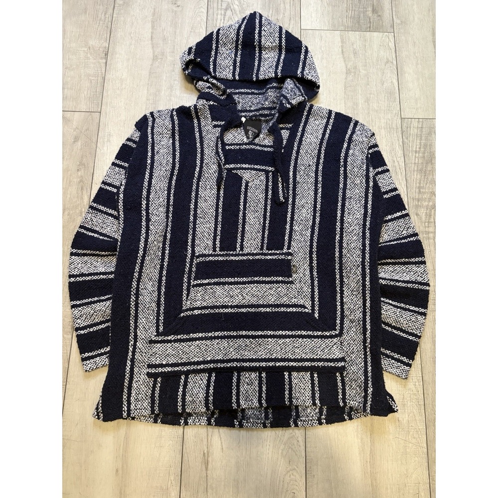 Black And White Striped Hilibilly Baja Hoodie‎ Size M Men